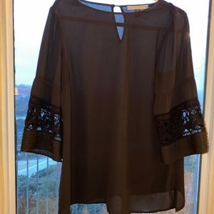 Daniel Rainn Maternity BlackEmbroideredFlutter Top